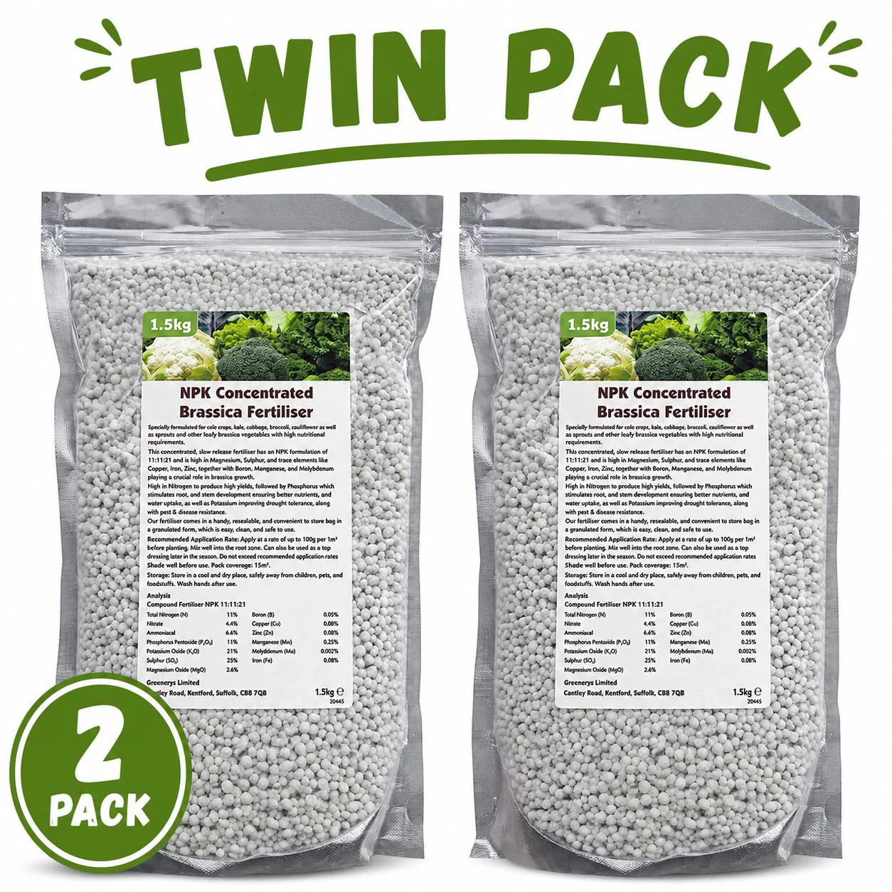 Brassica Fertiliser Twin Pack - 2x 1.5kg Bags