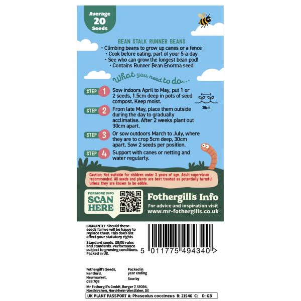 Little Gardeners Beanstalk Runnerbean Seeds - Image 2
