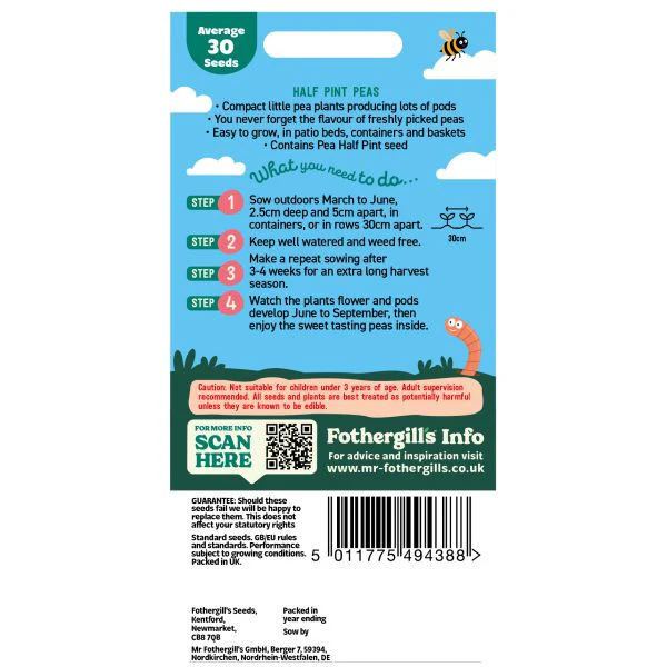 Little Gardeners Half Pint Peas Seeds - Image 2