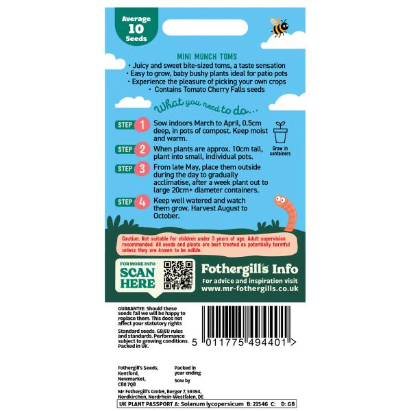 Little Gardeners Mini Munch Toms Seeds - Image 2