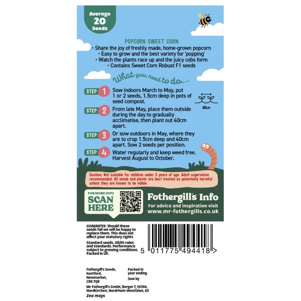 Little Gardeners Popcorn SweetCorn Seeds - Image 2