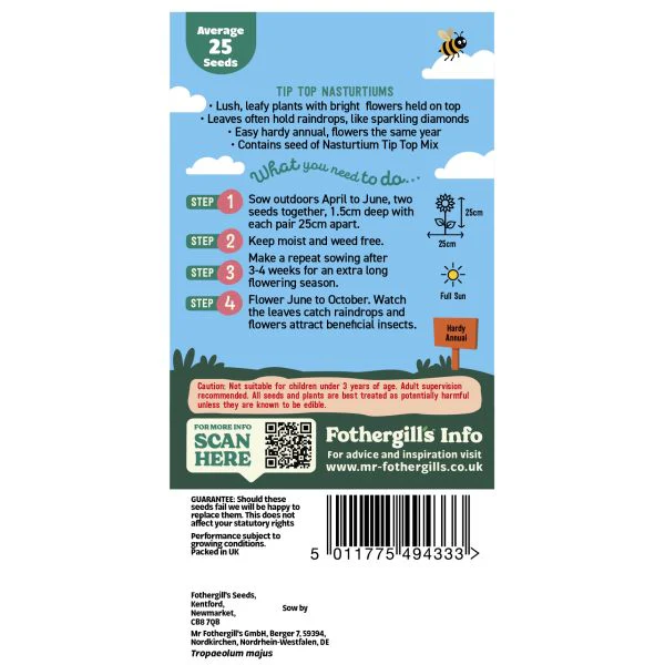 Little Gardeners Tip Top Nasturtiums Seeds - Image 2