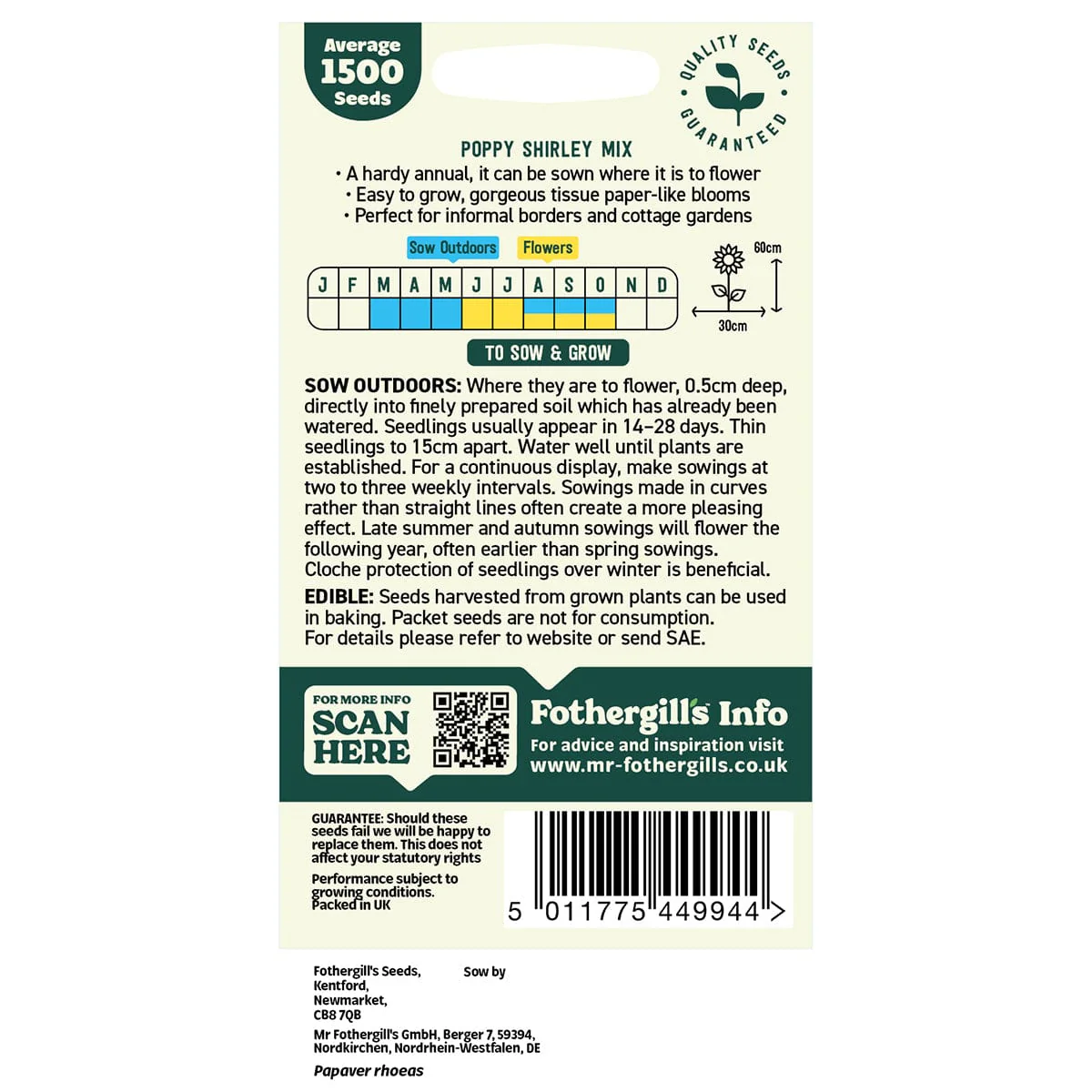 Oh Sow Simple - Mixed Poppy Seeds - Image 2