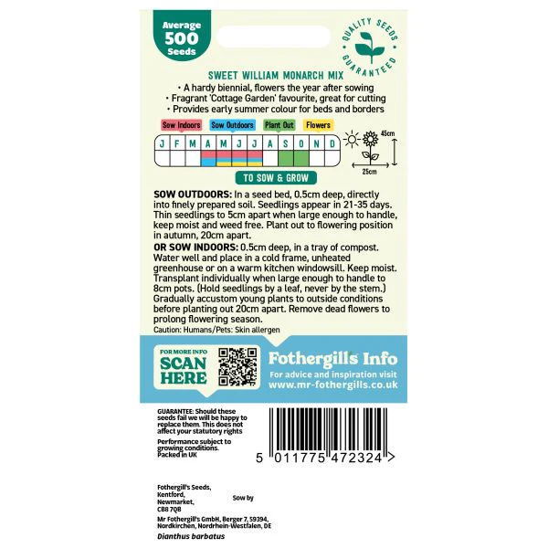 Sweet William Monarch Mixed Seeds - Image 2