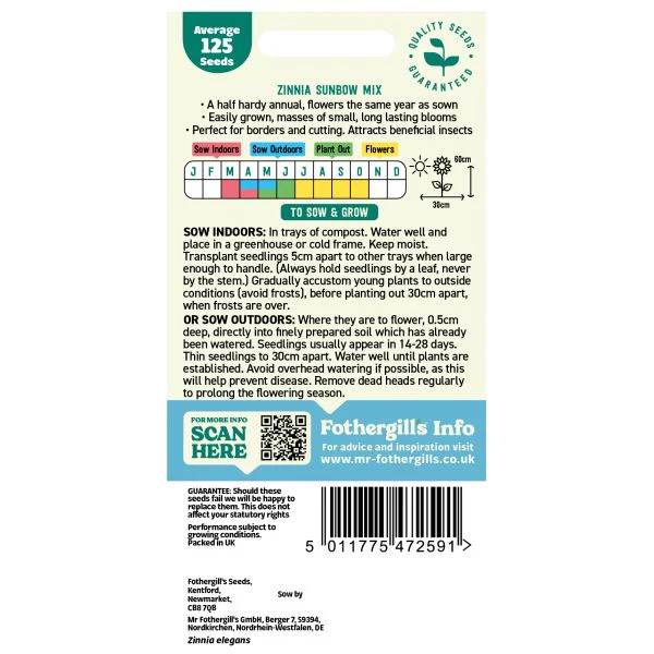 Zinnia Sunbow Mixed Seeds - Image 2
